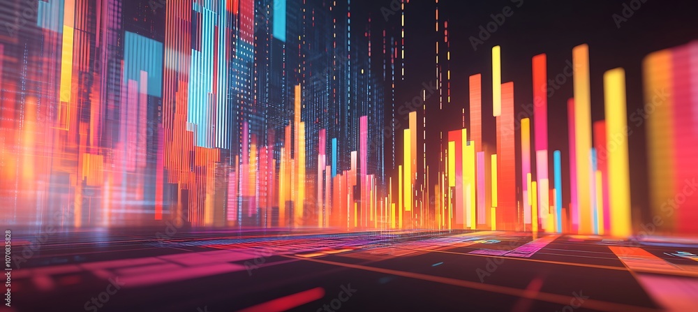 Poster a conceptual image of business data being analyzed with digital charts and graphs floating in the ai