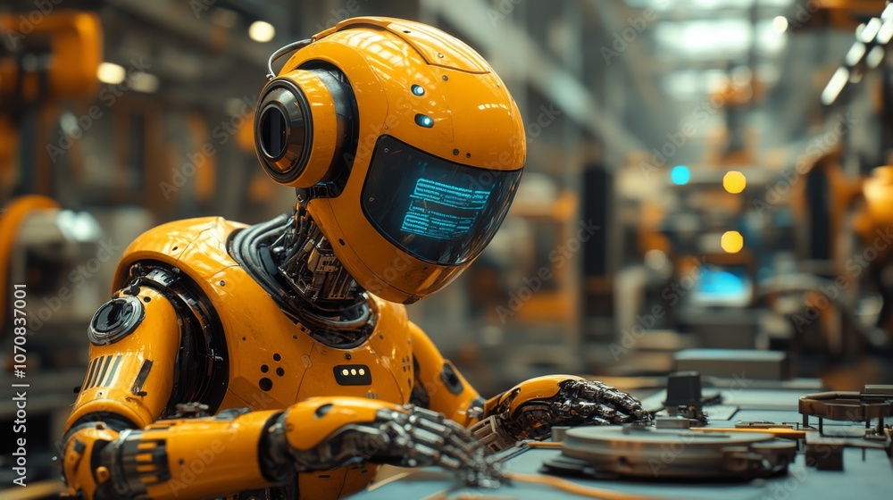 Poster innovative virtual assistant avatars performing tasks in a modern smart factory environment