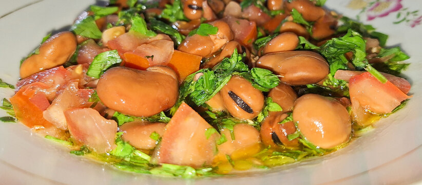 Ful medames or simply foul, is a dish of cooked fava beans served with vegetable oil, lemon It is a popular food in Arab countries.