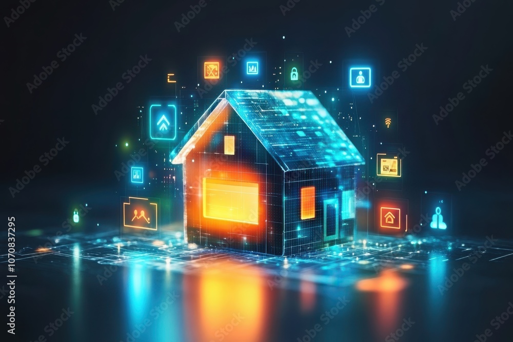 Aufkleber a digital representation of a smart home concept with interactive technology features displayed
