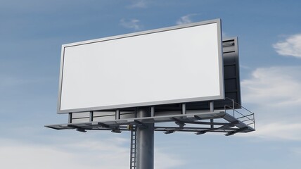 Obraz premium A 3D render illustration of a billboard in open area. The billboard has an empty white screen.
