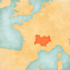 Fototapeta premium Map of France - Auvergne-Rhone-Alpes