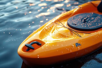 Bright Orange Kayak on Calm Water Surface