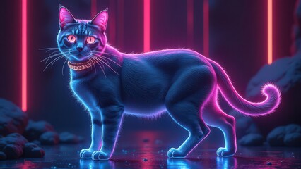 Neon style cat