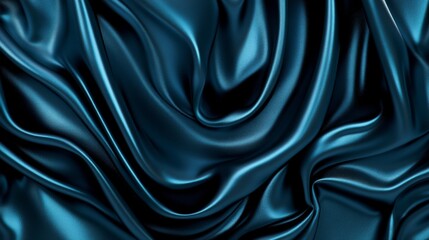 Fototapeta premium Elegant Teal Silk Fabric Drape Luxurious Soft Texture Background
