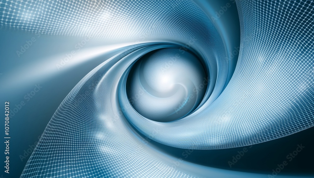 Poster a close-up of an abstract digital mesh forming the shape of a black hole, with glowing particles and