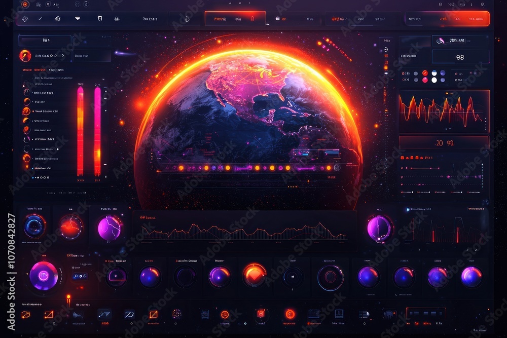 Aufkleber futuristic interface with earth as a central element