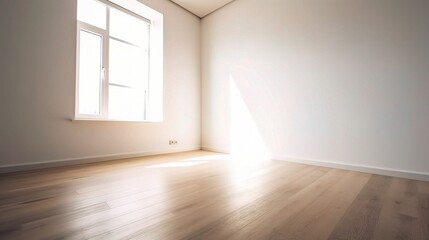 Bright Minimalist Room with Sunlight Streaming In