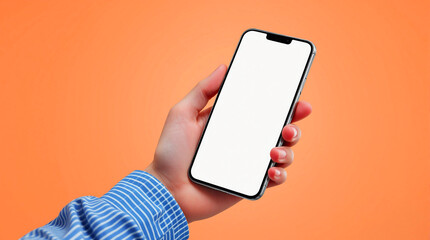 Empty smartphone holding blank screen. Conceptual mockup about technology and communication