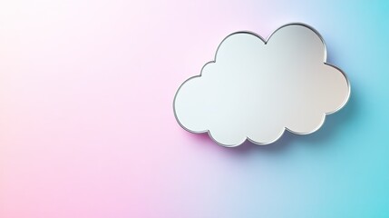 Obraz premium Chic silver speech bubble on a gradient pastel background with a gentle shadow, ideal for beauty or lifestyle ads.