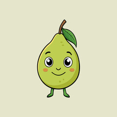 Cartoon  Guava with cute expiration face vector