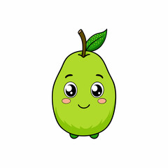 Cartoon  Guava with cute expiration face vector