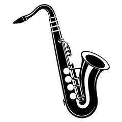 Saxophone vector silhouette on white background
