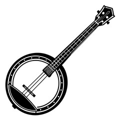 Banjo vector silhouette on white background