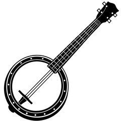 Banjo vector silhouette on white background