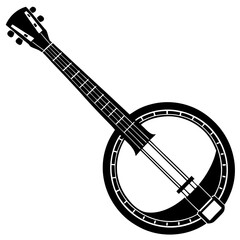 Banjo vector silhouette on white background