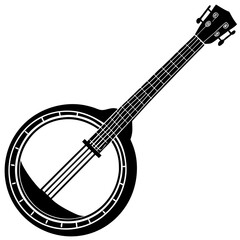 Banjo vector silhouette on white background
