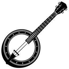 Banjo vector silhouette on white background