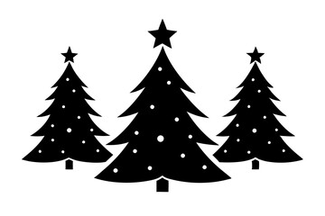 Christmas trees vector silhouette on white background