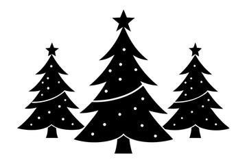 Christmas trees vector silhouette on white background