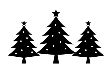 Christmas trees vector silhouette on white background