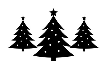 Christmas trees vector silhouette on white background