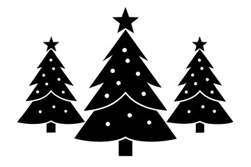 Christmas trees vector silhouette on white background