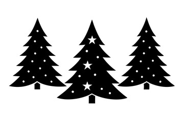 Christmas trees vector silhouette on white background