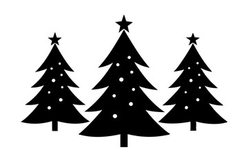 Christmas trees vector silhouette on white background
