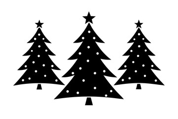 Christmas trees vector silhouette on white background