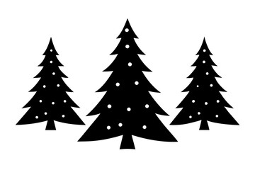 Christmas trees vector silhouette on white background