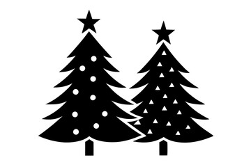 Christmas trees vector silhouette on white background