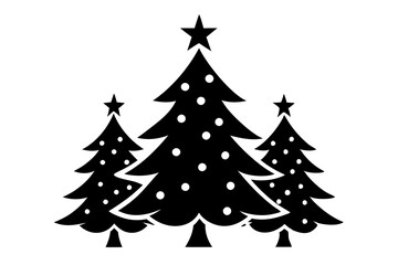 Christmas trees vector silhouette on white background