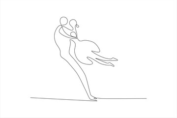 A minimalist line drawing of a couple in an embrace, symbolizing love and connection.