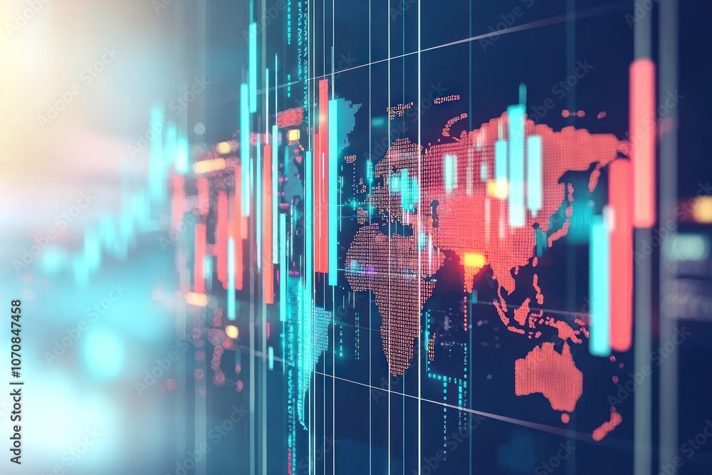Poster Global Stock Market Data Displayed on a Digital Screen