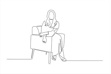 A minimalist line drawing of a seated figure on a chair, conveying simplicity and elegance.