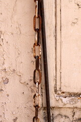 Strong iron steel chain close up.