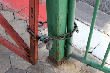 Strong iron steel chain close up.