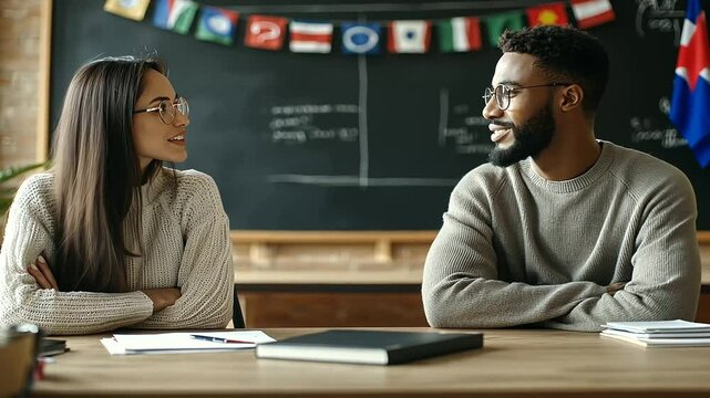 1_Multicultural Classroom Discussion Between Teacher and Student