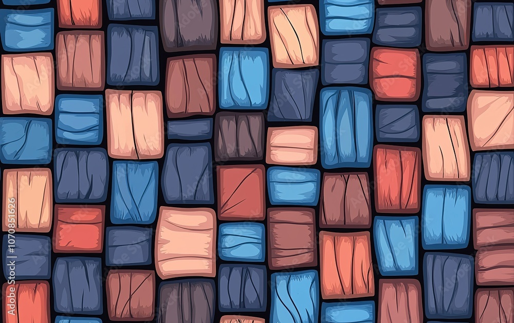 Poster colorful abstract geometric pattern of blocks in various shades creating a vibrant background for ar