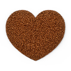 3D Render of a heart made of coffee beans.