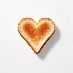 3D Render of a heart shaped piece of bread on a white background.