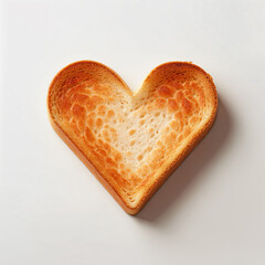 3D Render of a heart shaped piece of toasted bread on a white background.