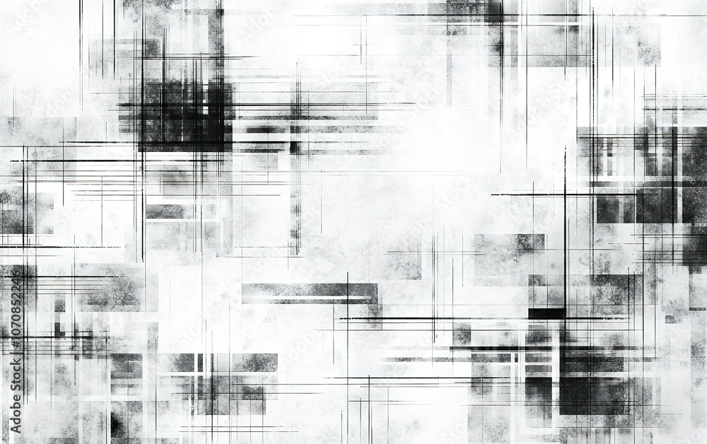 Poster abstract black and white geometric pattern with lines and shapes in a textured design suitable for b