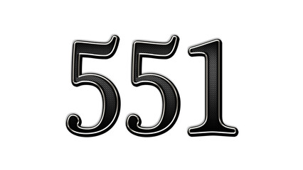 black metal 3d design of number 551 on white background.