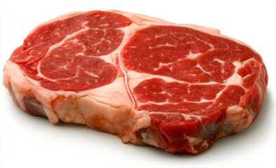 Fototapeta premium Raw Ribeye Steak Isolated on White Background with Clipping Path