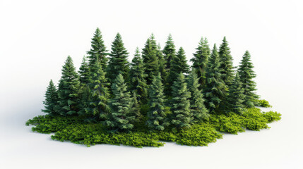 green trees isolated on white background