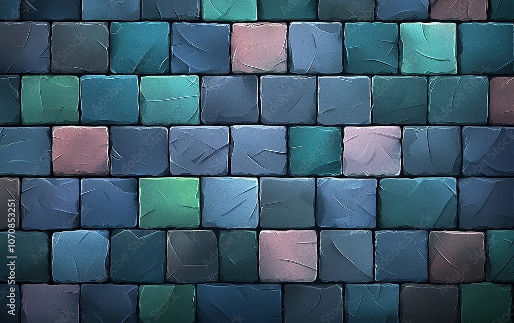 Poster colorful textured tiles arranged in a seamless pattern creating a visually appealing wall surface