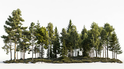 green trees isolated on white background