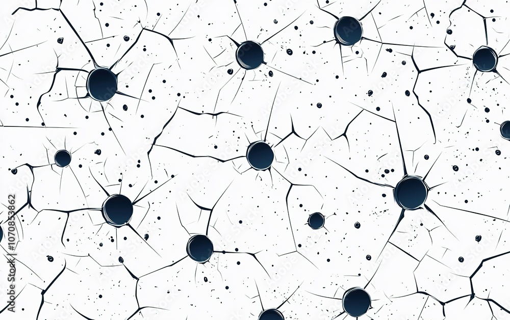 Poster abstract depiction of interconnected neurons on a white background illustrating neural pathways and 